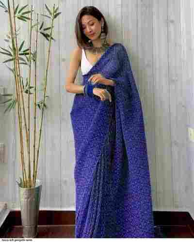 Ladies Georgette Printed Cotton Saree For Party And Daily Wear