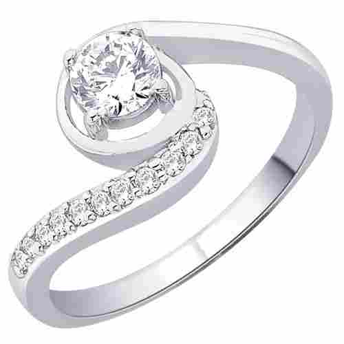Ladies 14k White Gold Plated Ring For Party Wear