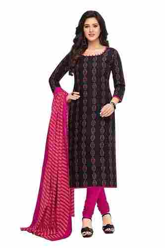 3-4th Sleeve Indian Printed Cotton Suit For Ladies 