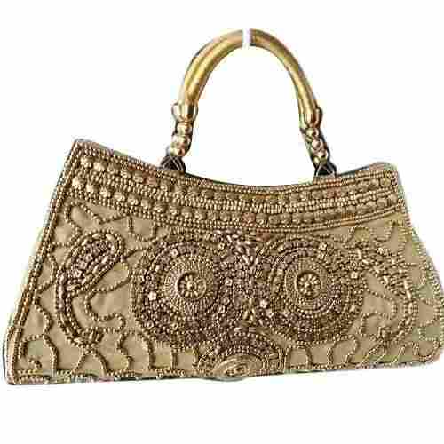 Durable Zipper Closure Loop Handle Embroidered Bridal Handbags