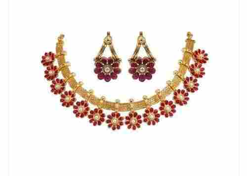 Fancy Design Party Wear Kundan Necklace With Earring 