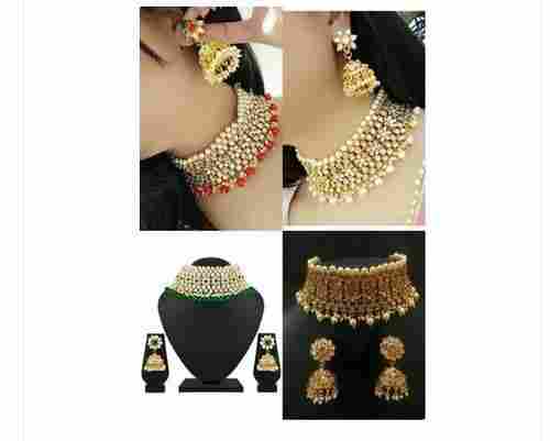 Wedding Wear Choker Kundan Necklace Set With Earrings