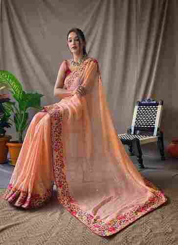 Ladies Pure Georgette Saree For Party And Festival Wear