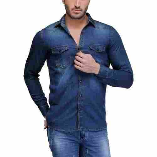 Men Full Sleeves Denim Double Pocket Shirt For Casual Wear