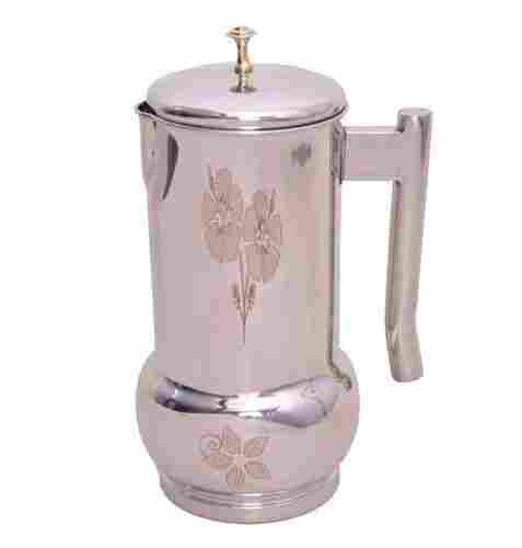 Flower Design Stainless Steel Water Jug With Lid And Handle For Home, Hotel