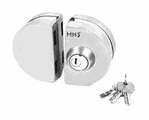 Semi Round Polished Stainless Steel Glass Door Lock With 2 Keys