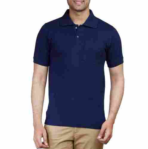 Short Sleeve Casual Wear Cotton Plain Polo Collared T Shirts For Mens 