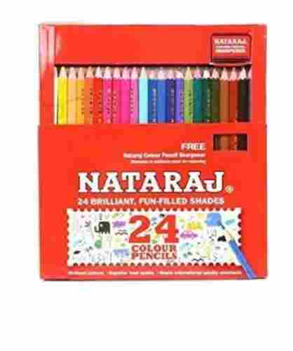 7 Inch 24 Brilliant Fun Filled Shades Nataraj Color Pencil For Drawing