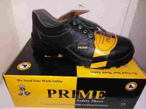 Anti Penetration Single Density PU Sole Black Buff Leather Safety Shoes