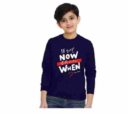 Casual Wear Full Sleeves Round Neck Printed Cotton T Shirt For Kids 