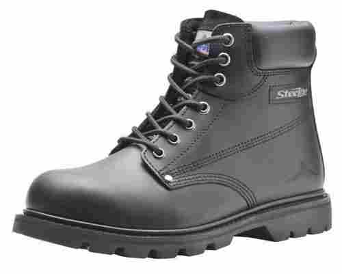 Mens Industrial 100% Genuine Buff Leather High Ankle Prime Safety Shoes