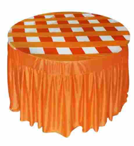 Orange And White Color Silk Round Table Cover