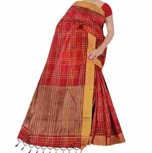 Bollywood Casual Wear Checked Cotton Silk Sarees With Blouse