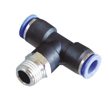 Blue Corrosion Resistant Threaded Pneumatic Male Tee