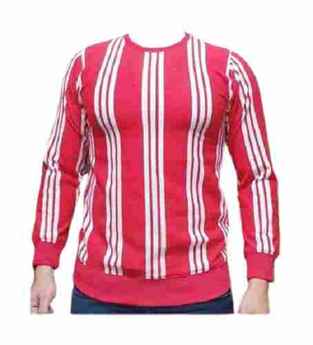 Long Sleeves And Striped Print Round Neck Cotton Sweatshirts For Mens
