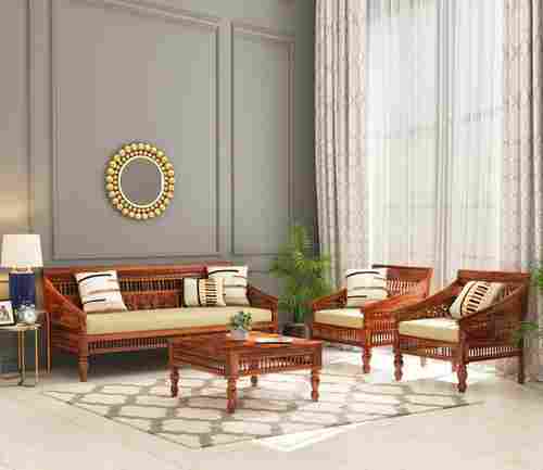 Handmade 5 Seater Wooden Carved Sofa Set With Cushioned Seat