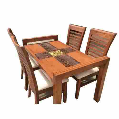 Rectangular Wooden Dining Table With 4 Chair For Home Use