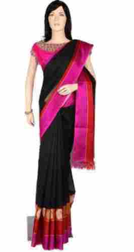 Women Casual Wear Plain Cotton Silk Saree With Blouse Piece