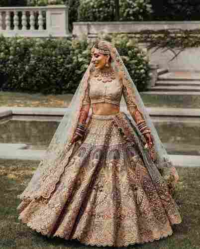 Semi-Stitched Free Size Designer Bridal Lehenga For Wedding Occasion