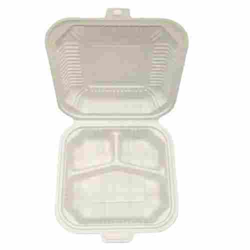 10x10 Inches Square Shaped Three Compartment Plastic Clamshell Box