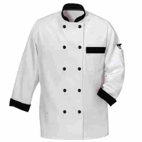 Long Sleeve Round Collar Plain Button Cotton And Polyester Chef Coat