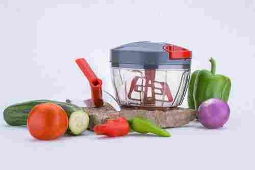 Stainless Steel 3 Blades Plastic Body Vegetable Hand Chopper, 400 Ml