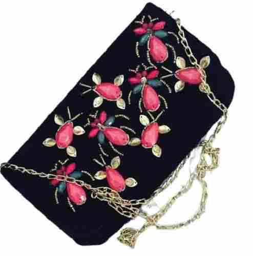 7 X 3 X 4 Inch Cotton Fabric Embroidered Designer Clutch Bag