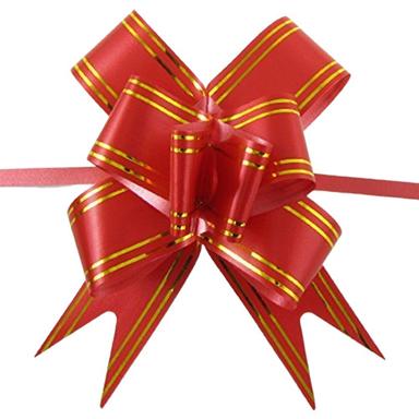 Red 75 Centimeter Reversible Printed Silk Gift Packing Ribbon