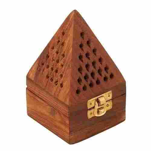 Polished Handcrafted Pyramid Shaped Wooden Incense Holder 