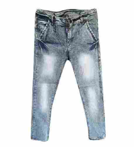 Washable Plain Dyed Denim Straight Fit Jeans For Mens