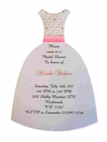 4.5x6.25 Inch 2 Mm Thick Laminated Frock Shaped Invitation Card