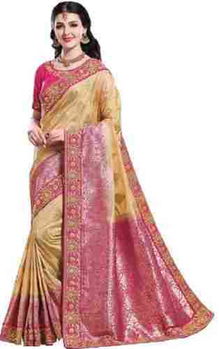 Traditional Banarasi Embroidered Silk Saree For Ladies