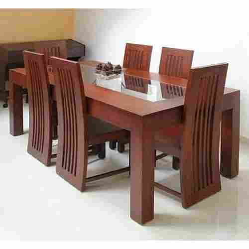 Six Seater Rectangular Wooden Polished Dining Table