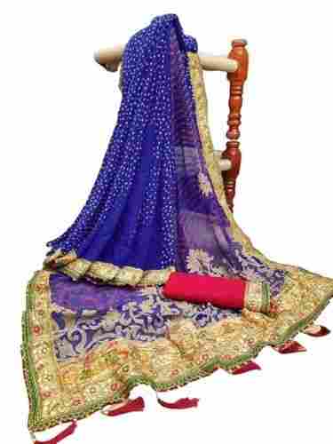 Ladies Festive Wear Royal Blue Embroidered Fancy Sarees