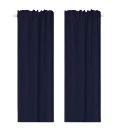 Blue 140X225 Cm And 350 Grams Plain Polyester Eyelet Curtain