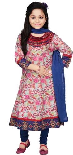 Full Sleeve Cotton Printed Round Neck Kids Churidar Suit For Girls Age Group: 9 To 12 Year