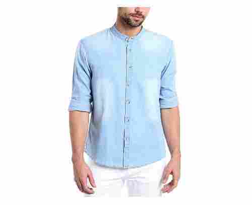 Casual Wear Full Sleeve Button Closure Plain Denim Fancy Shirt For Mens 