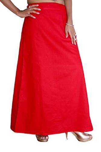 Red Washable Laces Closure Plain Cotton Petticoat For Ladies