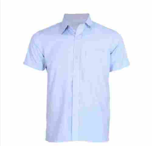 Formal Wear Button Closure Short Sleeve Cotton Plain Shirt For Mens 