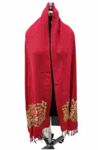 2.5 Meter Long Casual Wear Embroidered Cotton Woolen Stole For Women