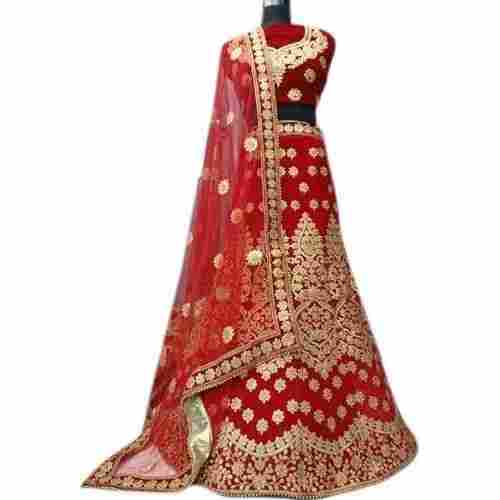 Machine Embroidery Bridal Lehenga With Choli For Wedding Wear