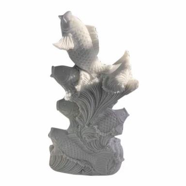 Sculpture White Ceramic Fish Fountain Roman Head Statue For Outdoor Use
