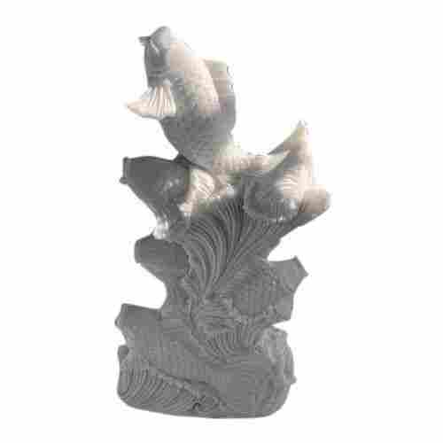 White Ceramic Fish Fountain Roman Head Statue For Outdoor Use