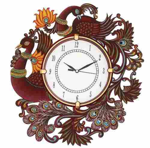 14 X 13 Inches Flower Shape Analog Wooden Wall Clock For Home And Office