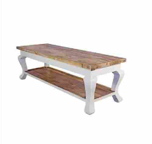 Antique Style Hand Crafted Rectangular Polished Wooden Coffee Table