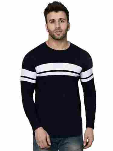 Washable O Neck Plain Polyester Full Sleeve T Shirts For Mens