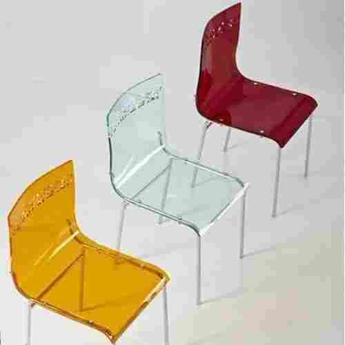 Smooth Surface Red Yellow Transparent Acrylic Chair Without Armrest