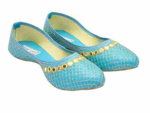 PVC Sole Embroidered Cotton Flat Jutti For Ladies