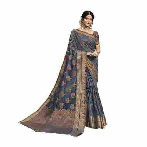 Party Wear Soft And Light Weight Chanderi Silk Saree With Blouse Piece