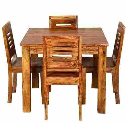Polished Finish Oak Wooden Dining Table Set